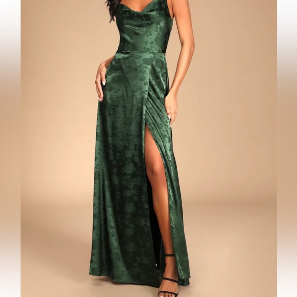 Lulus green floral maxi dress, size small